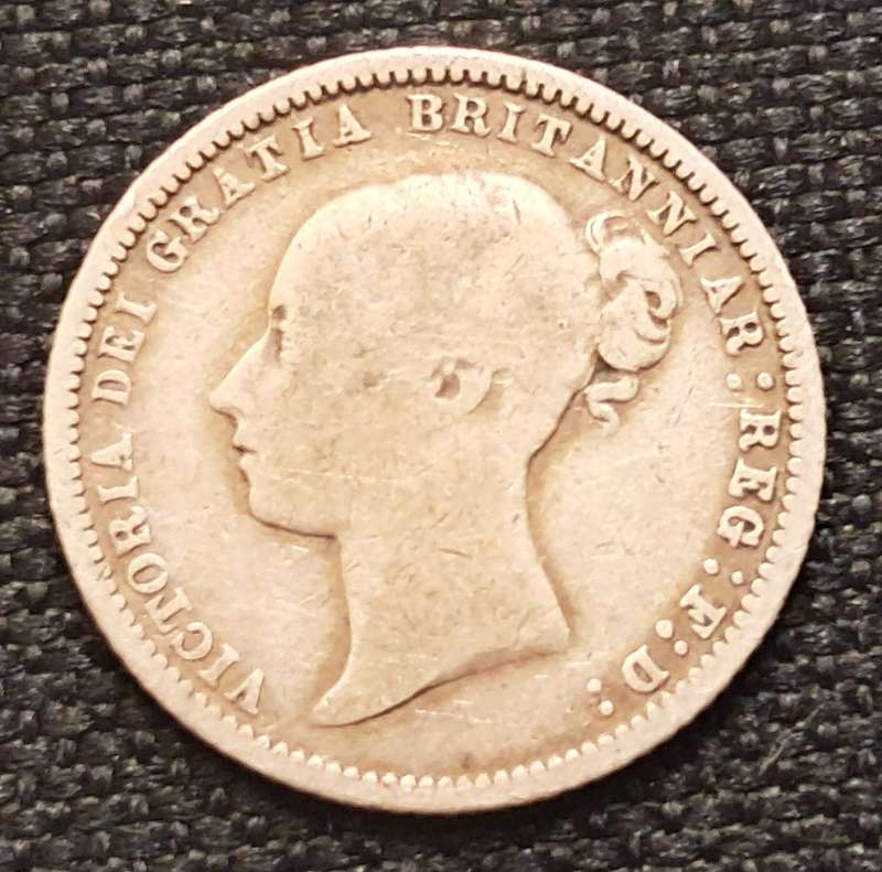 1874 GREAT BRITAIN  SIXPENCE : DIE NO.1