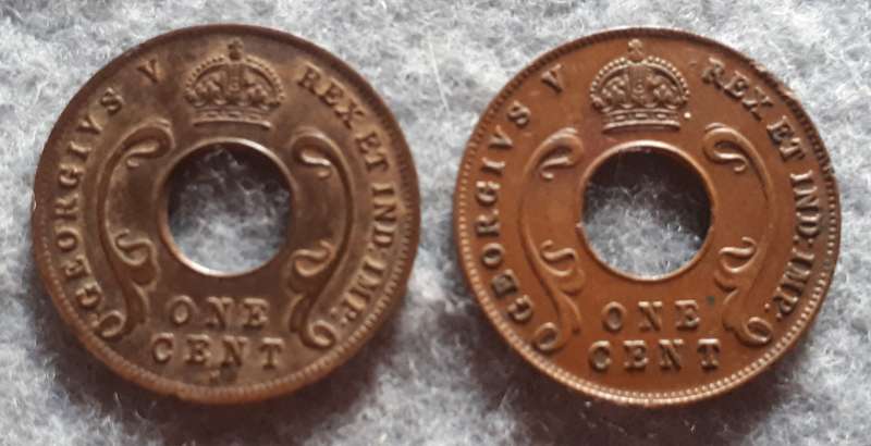 1922 & 1930 EAST AFRICA 1 CENT PAIR