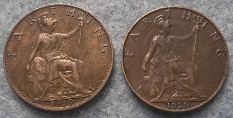 1919 & 1920 GREAT BRITAIN FARTHING PAIR