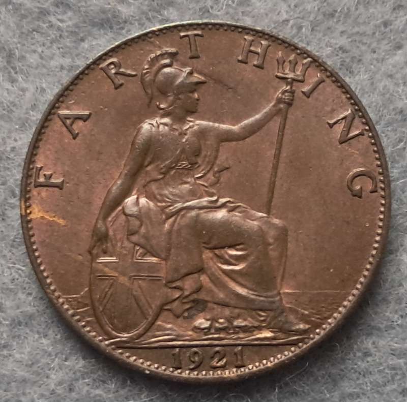 1921 GREAT BRITAIN FARTHING :