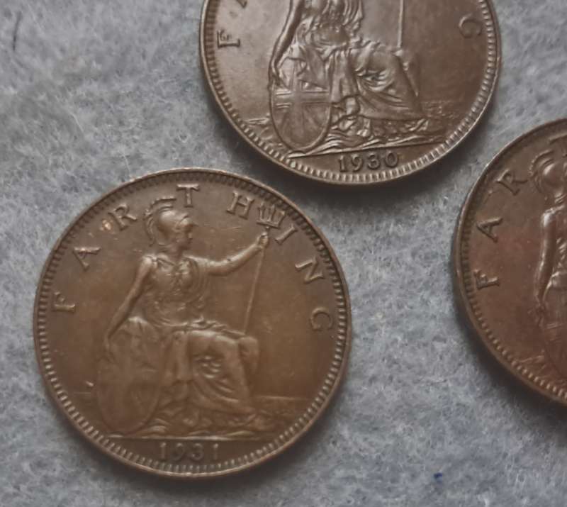1929 , 30 & 31 GREAT BRITAIN FARTHING TRIO