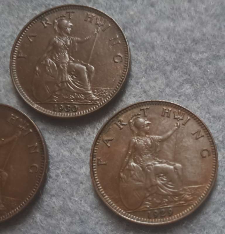 1929 , 30 & 31 GREAT BRITAIN FARTHING TRIO
