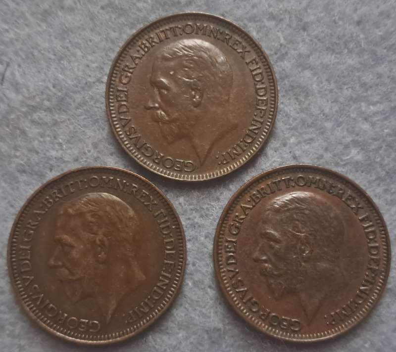 1929 , 30 & 31 GREAT BRITAIN FARTHING TRIO