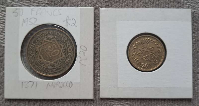 1952 MORROCO 50 & 10 FRANCS PAIR