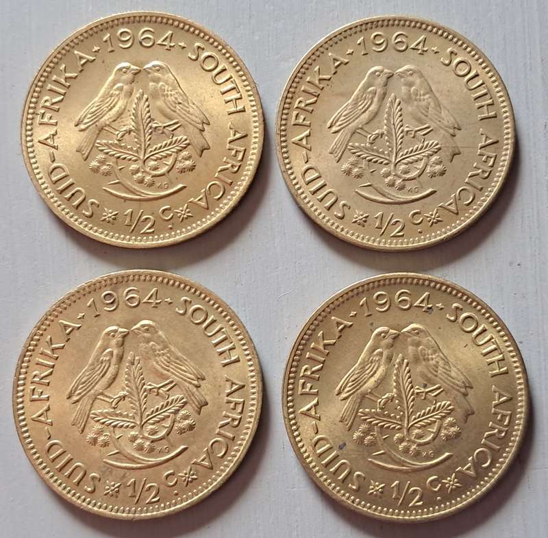 1964 RSA 1/2 CENT LOT : UNC : X 4