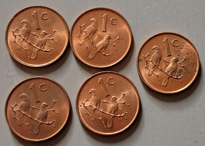 5 X 1966 RSA 1 CENTS : ENGLISH