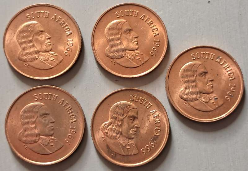 5 X 1966 RSA 1 CENTS : ENGLISH
