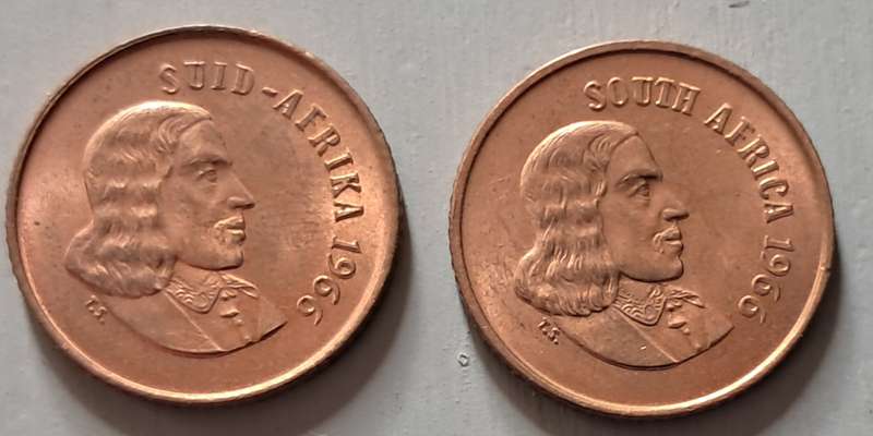 1966 RSA 1 CENT PAIR : ENGLISH & AFRIKAANS