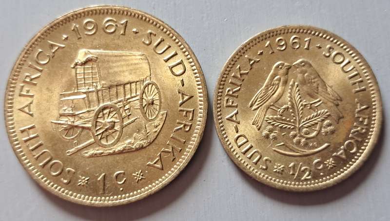 1961 RSA 1/2 & 1 CENT PAIR : UNC