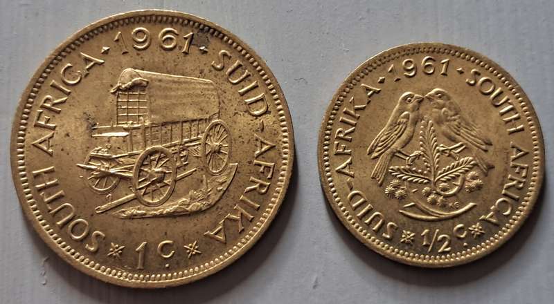1961 RSA 1/2 & 1 CENT PAIR : GREAT CONDITION