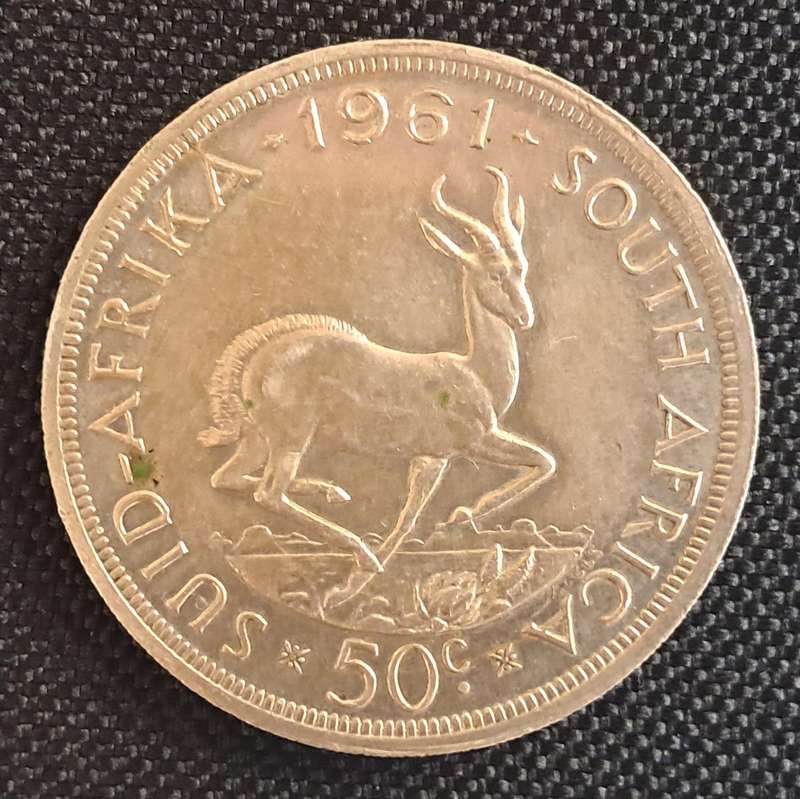 1961 R.S.A 50 CENT : 5 SHILLING SIZE : SILVER
