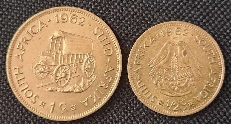 1962 SAU 1 & 1/2 CENT PAIR : ORIGINAL LUSTRE