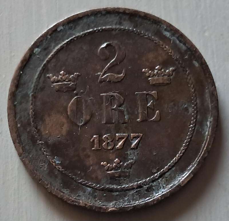 1877 SWEDEN 2 ORE