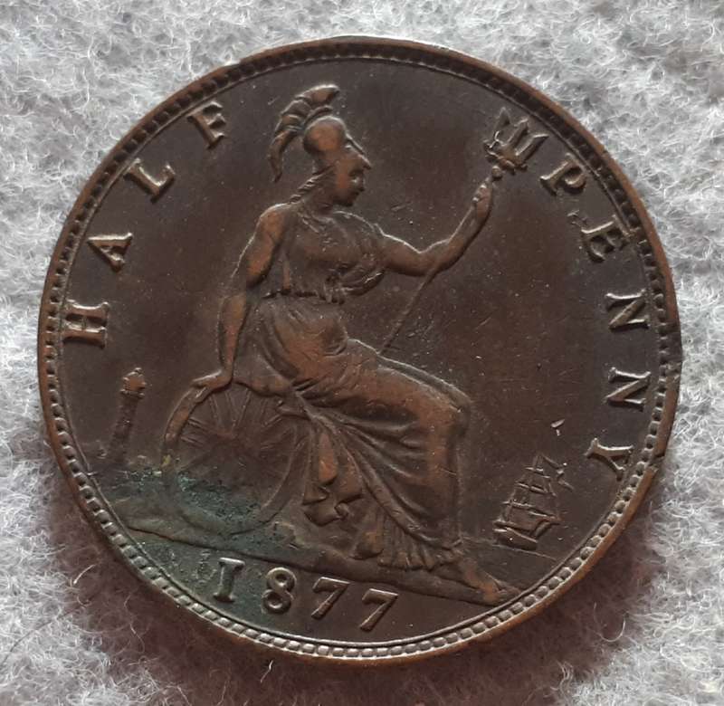 1877 GREAT BRITAIN HALF PENNY