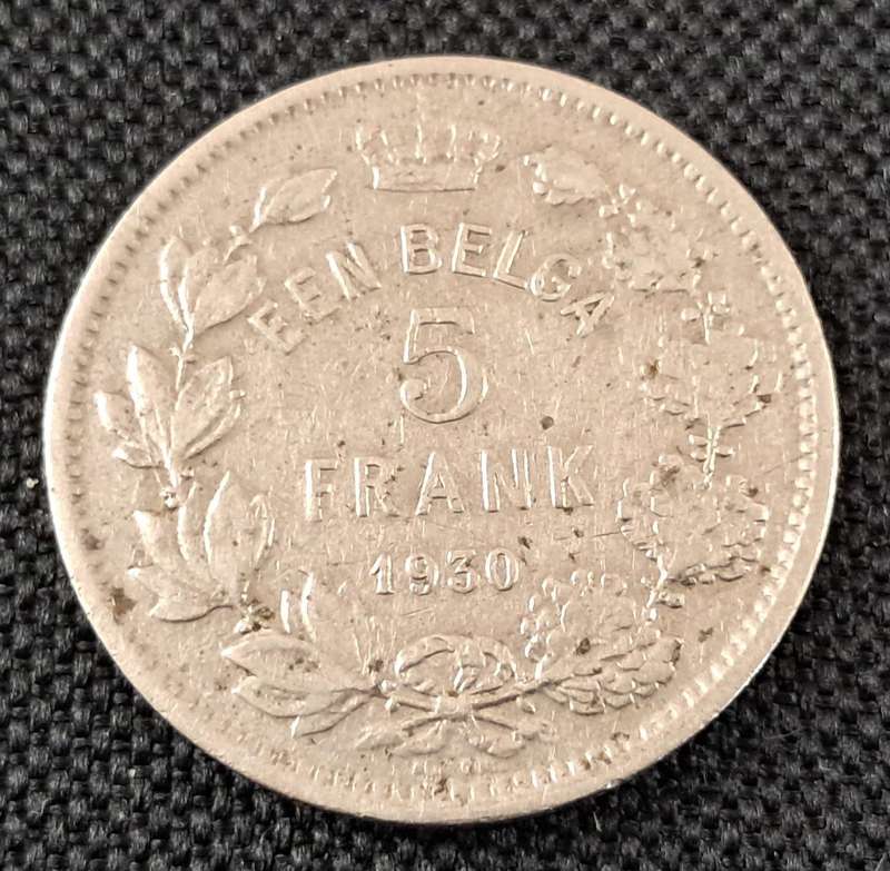 1930 BELGIUM 5 FRANCS