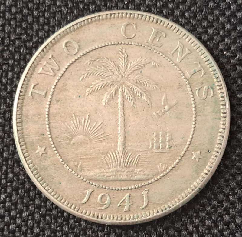 1941 LIBERIA 2 CENTS
