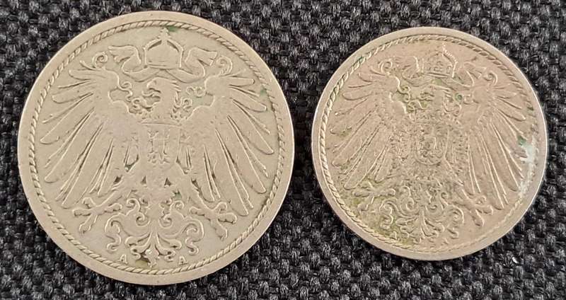 1891 & 1904 GERMANY 10 & 5 PFENNIG