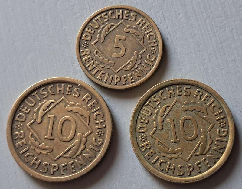 1933 GERMANY 10 REICHSPFENNIG TRIO