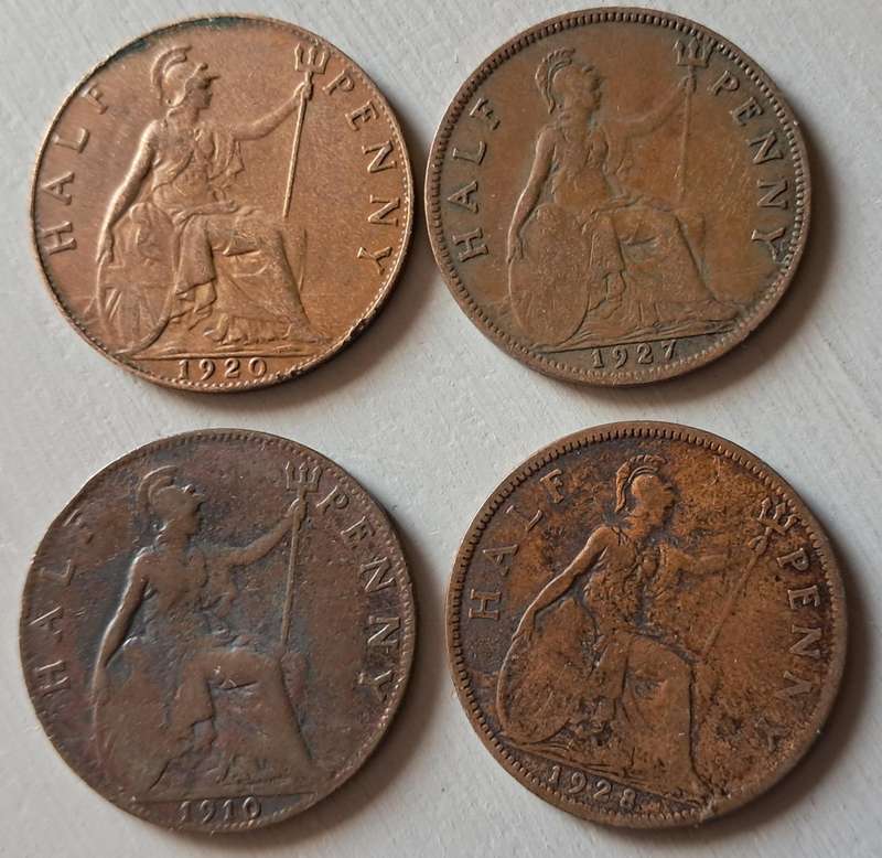 4 X G.BRITAIN HALF PENNY