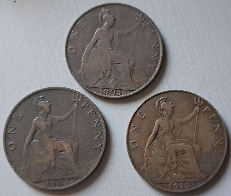 3 X GREAT BRITT. 1 PENNY