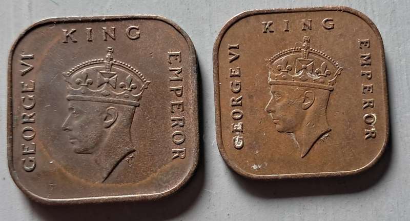1941 & 45 MALAYA 1 CENT PAIR : LARGE & SMALL TYPE COINS