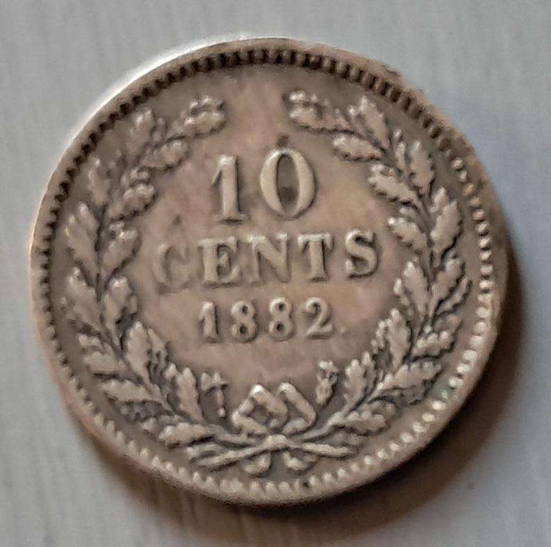 1882 NETHERLANDS 10 CENTS