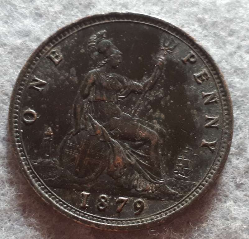 1879 GREAT BRITAIN ONE PENNY : VARIETY : LARGE DATE RAISED LINES