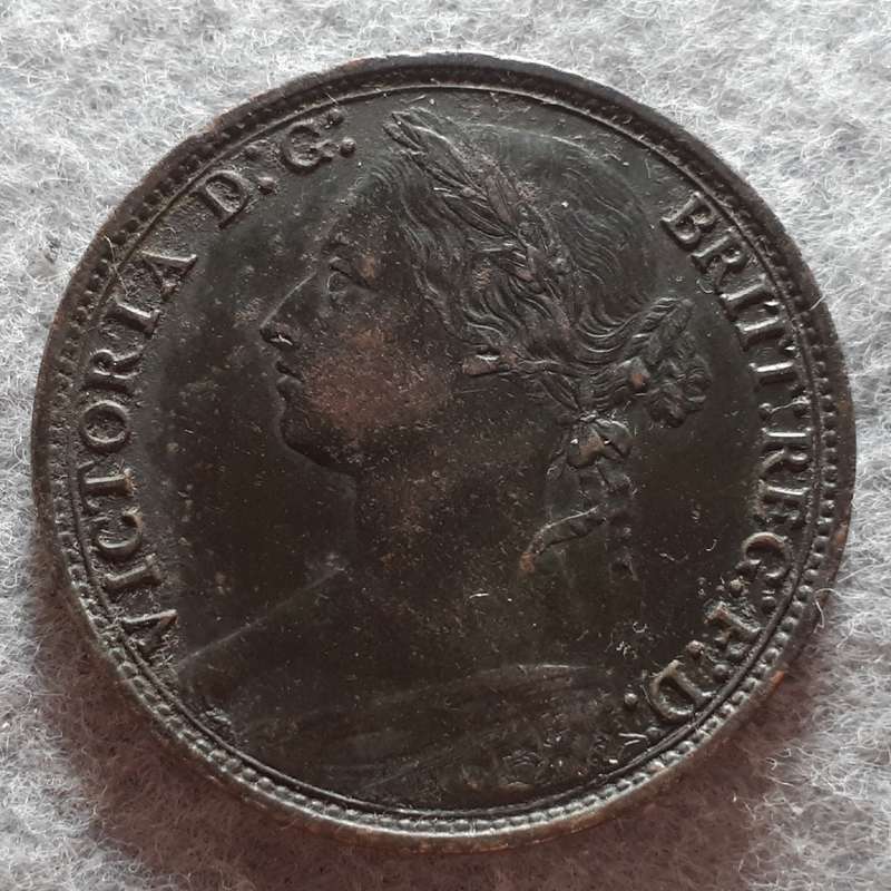 1879 GREAT BRITAIN ONE PENNY : VARIETY : LARGE DATE RAISED LINES