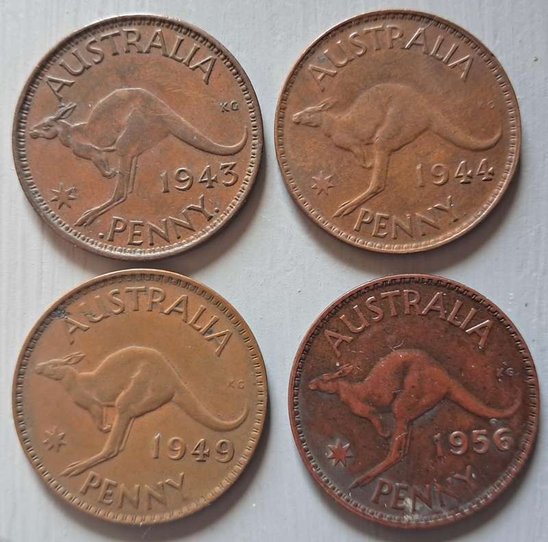4 X AUSTRALIA ONE PENNY LOT