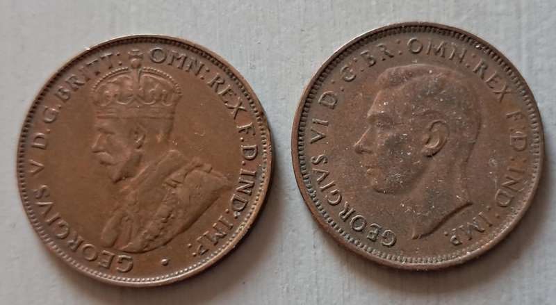 1933 & 38 AUSTRALIA 1/2 PENNY PAIR