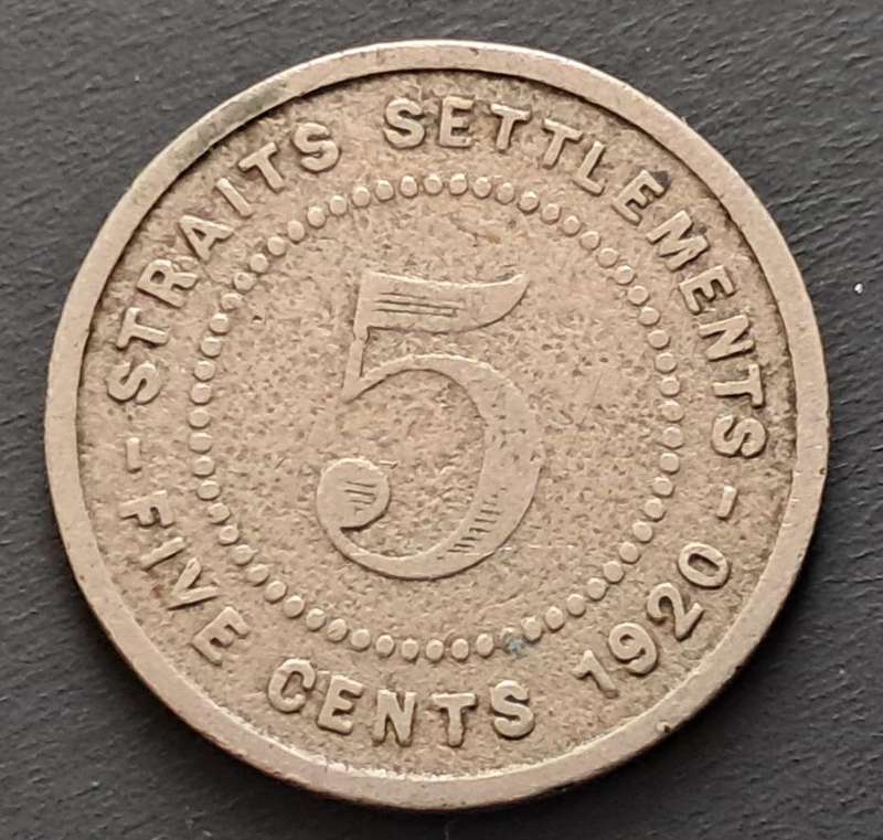 1920 STRAITS SETTLEMENT 5 CENTS