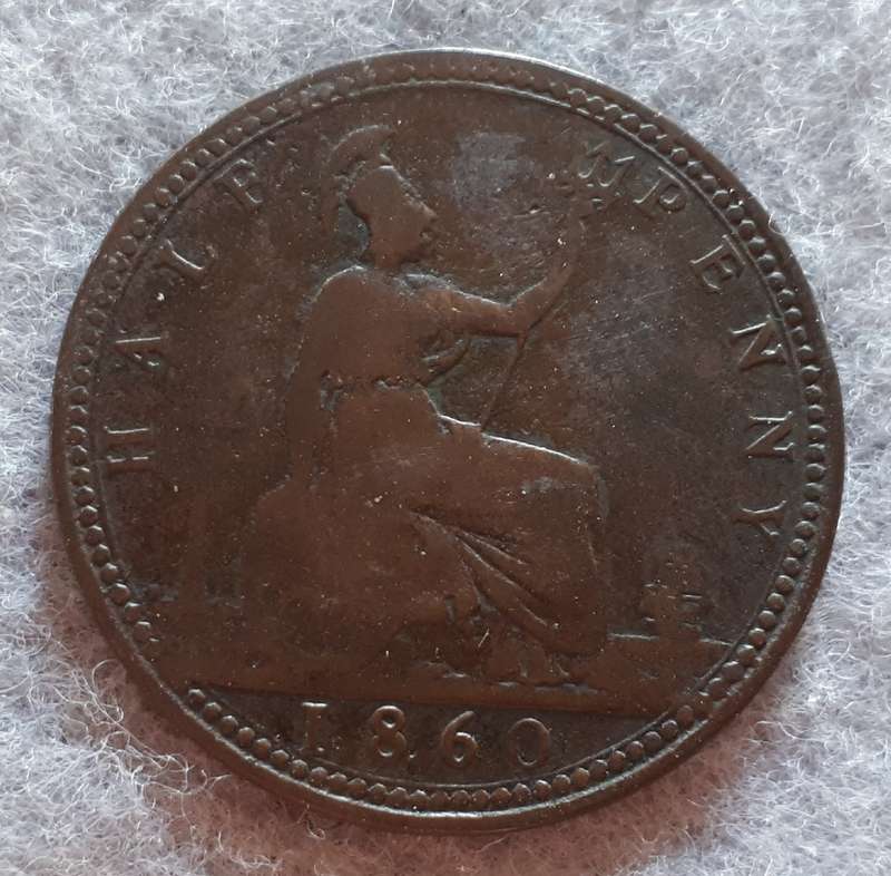 1860 GREAT BRITAIN HALF PENNY