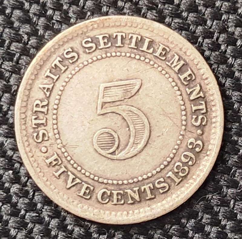 1893 STRAITS SETTLEMENT 5 CENTS
