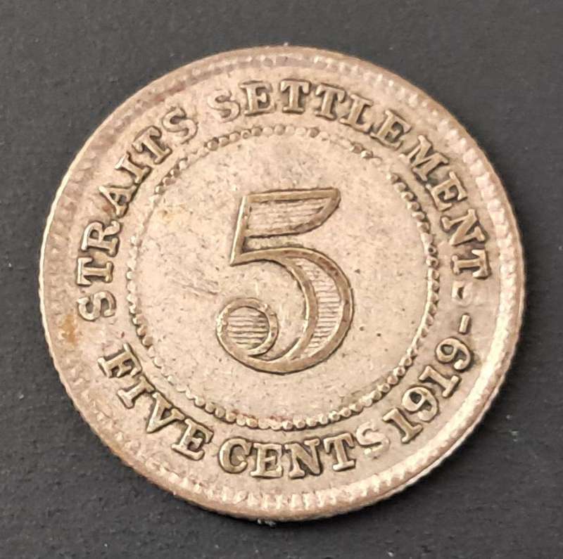 1919 STRAITS SETTLEMENT 5 CENTS