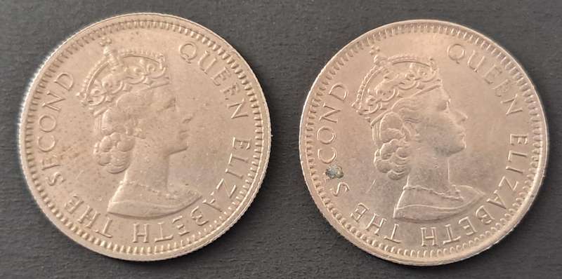 1961 MALAYA  & BRITISH BORNEO 10 CENTS PAIR : BOTH MINT MARKS