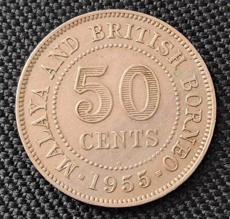 1955 MALAYA & BRITISH BORNEO 50 CENTS (H)