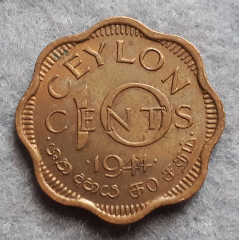 1944 CEYLON10 CENTS