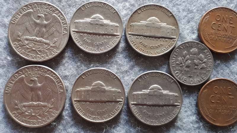 11 X US COMBO DIME , NICKELS & 1/4 $