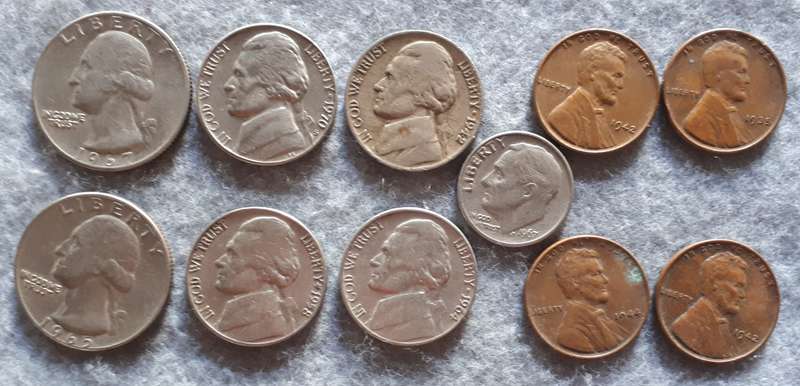 11 X US COMBO DIME , NICKELS & 1/4 $