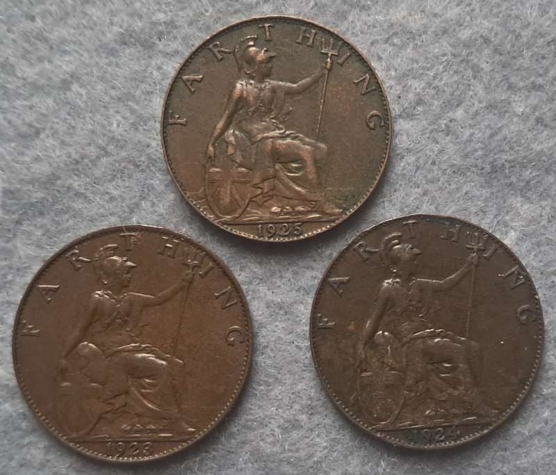 1923 - 1924 GREAT BRITAIN FARTHING TRIO