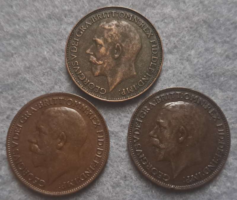 1923 - 1924 GREAT BRITAIN FARTHING TRIO