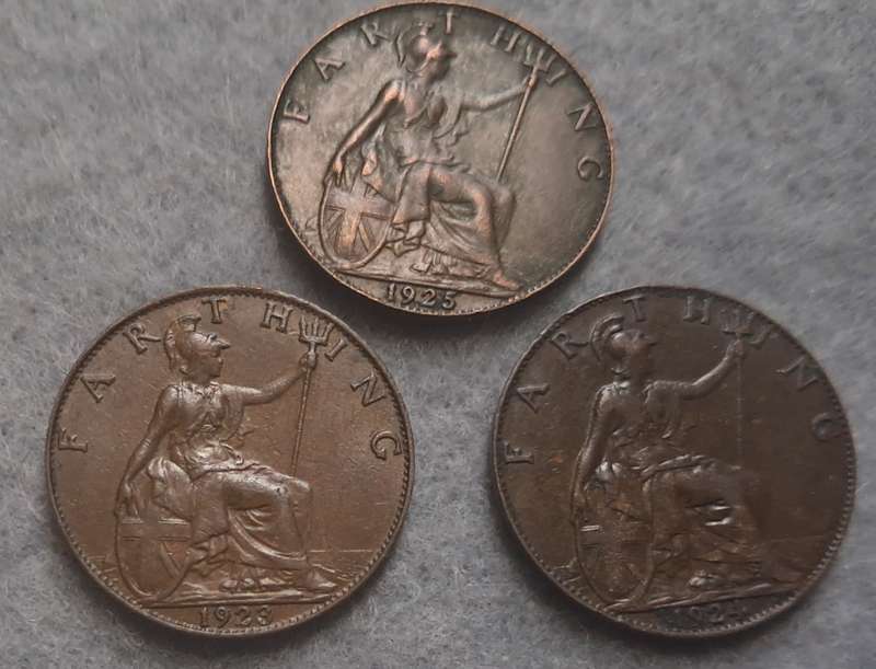 1923 - 1924 GREAT BRITAIN FARTHING TRIO