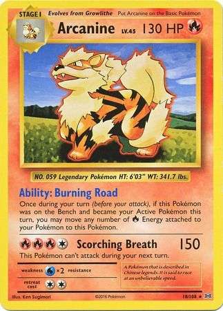 Pokemon Trading Card Game - Arcanine - 18/108 - Rare XY: Evolutions