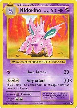 Pokemon Trading Card Game - Nidorino - 44/108 - Uncommon XY: Evolutions