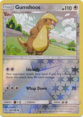 Pokemon Trading Card Game - Gumshoos - 113/156 - Uncommon Reverse Holo Sun & Moon: Ultra Prism