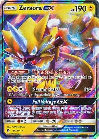 Pokemon Trading Card Game - Zeraora GX - 86/214 - Ultra Rare Sun & Moon: Lost Thunder