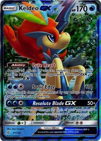 Pokemon Trading Card Game - Keldeo GX - 47/236 - Ultra Rare Sun & Moon: Unified Minds