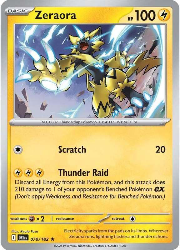 Pokemon Trading Card Game - Zeraora #78 Pokemon Destined Rivals - Holo Rare