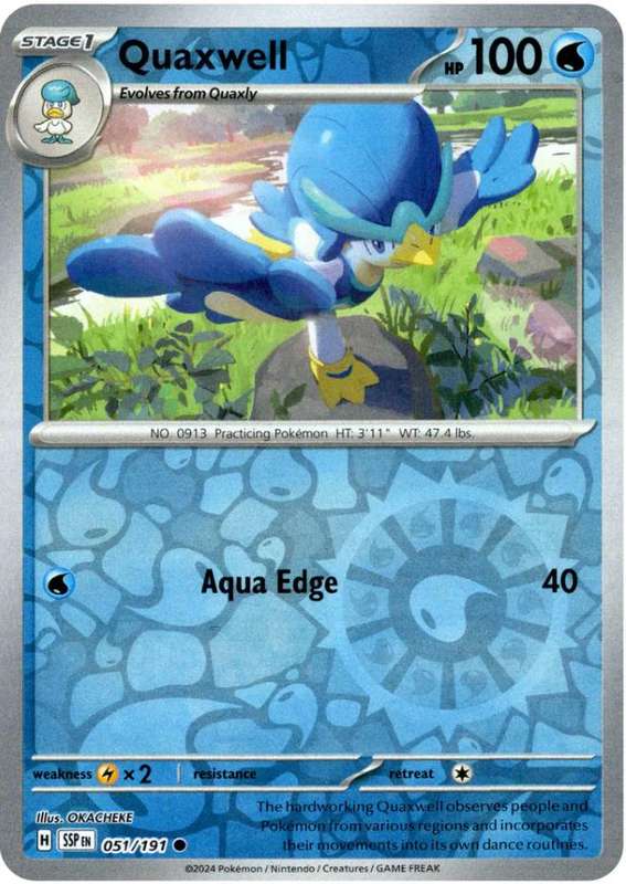 Pokemon Trading Card Game - Quaxwell [Reverse Holo] #51 Pokemon Surging Sparks
