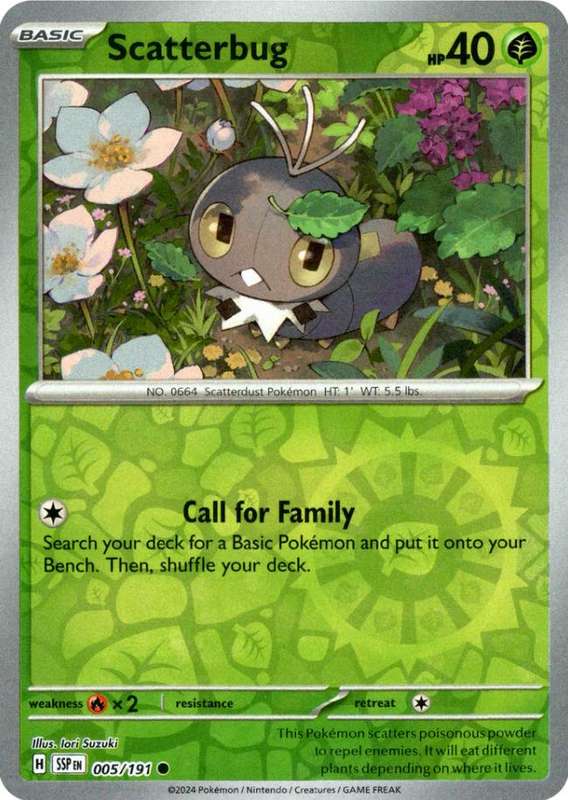 Pokemon Trading Card Game - Scatterbug [Reverse Holo] #5 Pokemon Surging Sparks